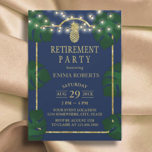 Invitation Ananas Tropical Marine & Gold Luau Retraite