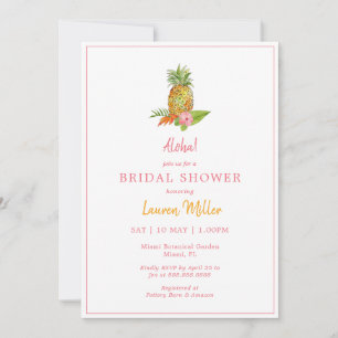 Invitation Ananas tropical Pink floral Bridal