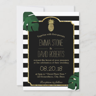 Invitation Ananas tropicale Stripes moderne Mariage hawaïen