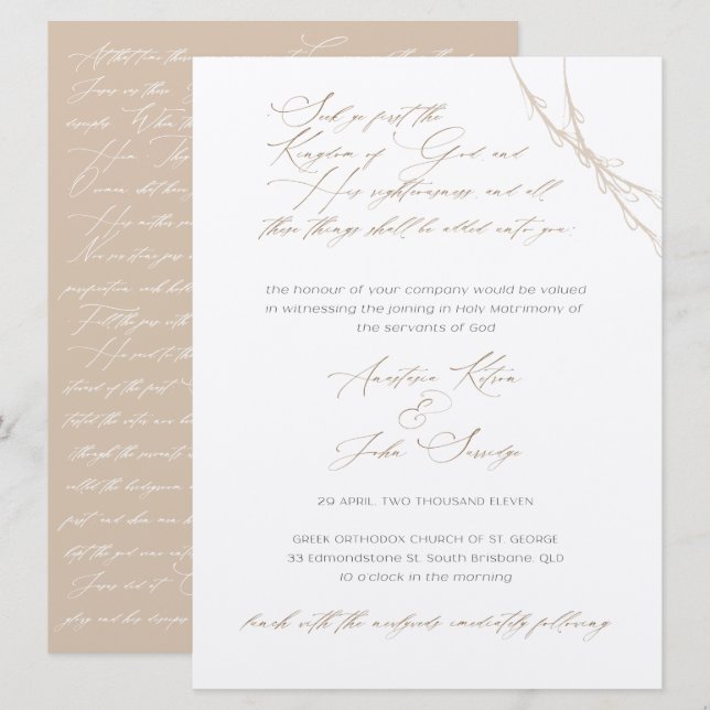 Invitation Anastasia & John Surridge Mariage personnalisé (Devant / Derrière)