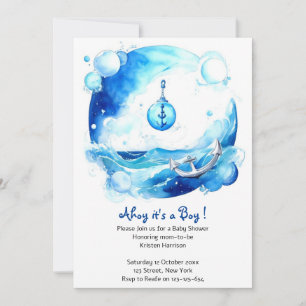 Invitation Anchored Love Nautical Boy Baby shower