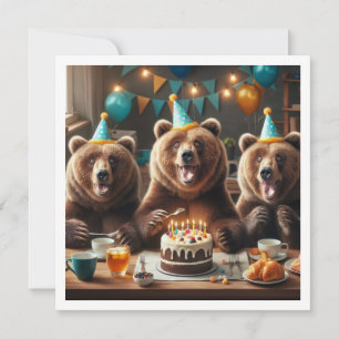 Invitation Ancien anniversaire d'ours, fête des ours grizzlis