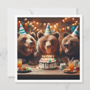 Invitation Ancien anniversaire d'ours, fête des ours grizzlis