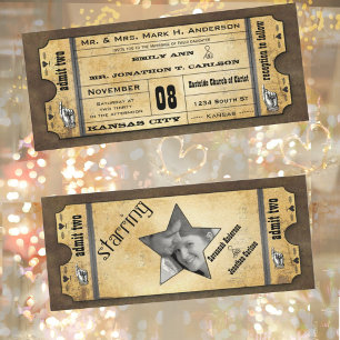 Invitation Ancien Billet en Papier Typographie Vintage Modern