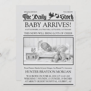 Invitation Ancien bulletin de style noir et blanc Annonce de 