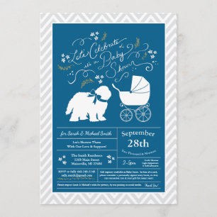 Invitation Ancien chien de garde Baby shower de chien Bleu