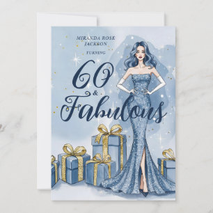 Invitation Ancien Hollywood Glamour Anniversaire Bleu Paillet