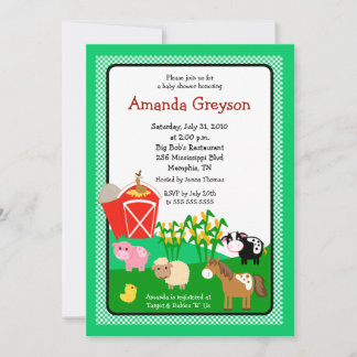 Invitation Ancien MacDonald Barnyard 5x7 Baby shower Invitati