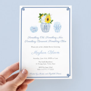 Invitation Ancien nouveau Wedding shower bleu classique empru
