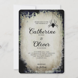 Invitation Ancien papier d'Halloween Spider Web Frame