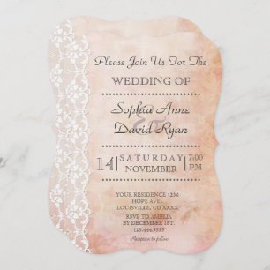 Invitation Ancien papier romantique avec Roses et Mariage den