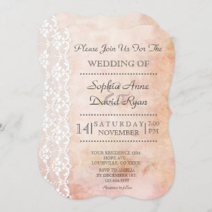 Invitation Ancien papier romantique avec Roses et Mariage den