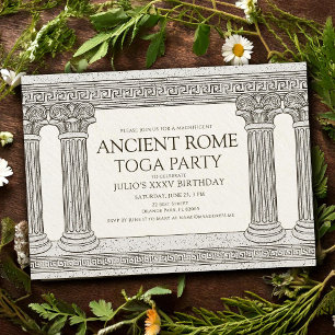 Invitation Ancien Rome Toga Anniversaire fête avec colonnes
