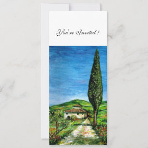 Invitation ANCIENNE FERME EN CHIANTI, bleu vert rouge blanc