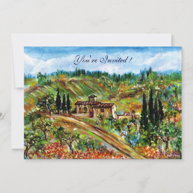 INVITATION ANCIENNE FERME, OLIVIERS DANS LE PAYSAGE TOSCANE (Devant)