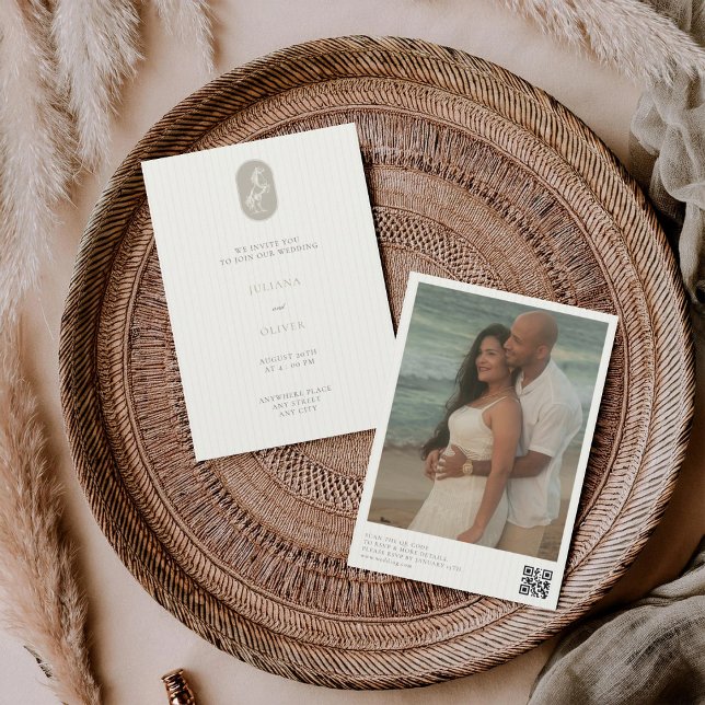 Invitation Ancienne fortune, cheval équestre code QR mariage  (Créateur téléchargé)
