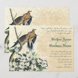 INVITATION ANCIENNE FORTUNE, OISEAUX D'AMOUR,