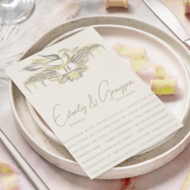 INVITATION ANCIENNE FORTUNE, OISEAUX D'AMOUR, (Créateur téléchargé)