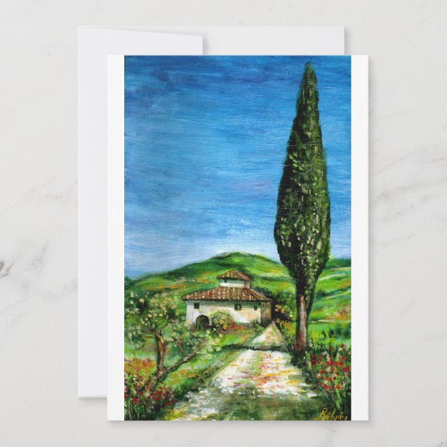 Invitation ANCIENNE MAISON DE FERME EN CHIANTI, bleu vert rou (Devant)