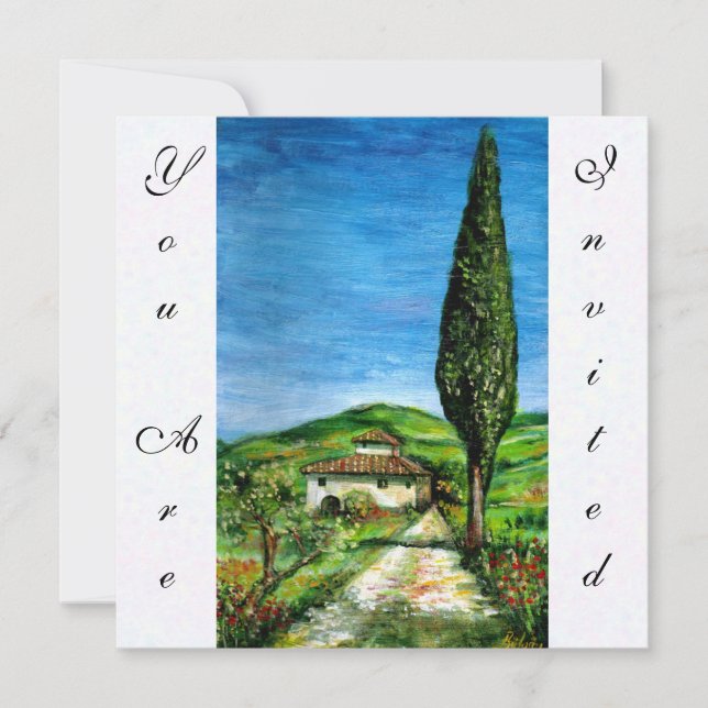 Invitation ANCIENNE MAISON DE FERME EN CHIANTI, bleu vert rou (Devant)