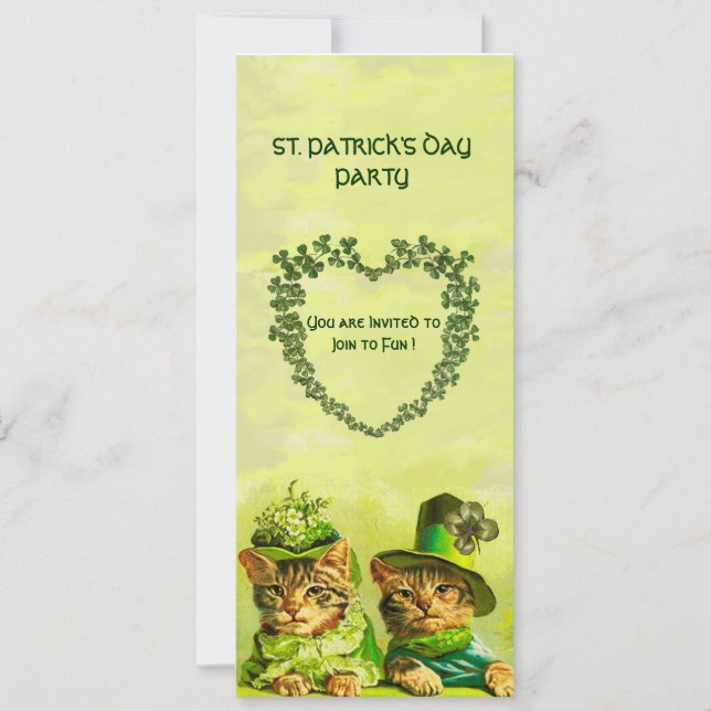 INVITATION ANCIENNE MODE CHATS IRLANDAIS, FÊTE DU JOUR DE ST. (Devant)