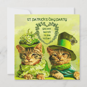 INVITATION ANCIENNE MODE CHATS IRLANDAIS, FÊTE DU JOUR DE ST.
