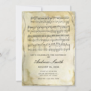 Invitation Anciennes notes musicales vintage