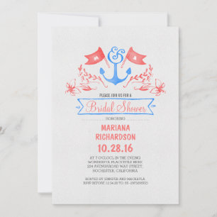 Invitation Ancrage nautique vintage plage douche nuptiale