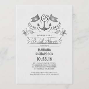 Invitation Ancrage nautique vintage plage douche nuptiale