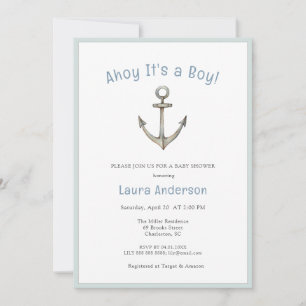 Invitation Ancre aquarelle nautique bébé garçon Baby shower