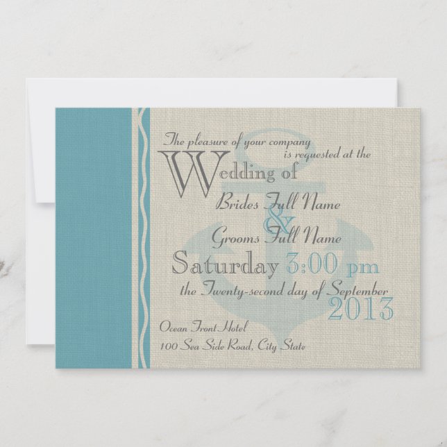 Invitation Ancré avec Love Ocean Side Mariage (Devant)