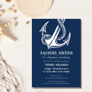 Invitation Ancre blanche nautique sur la fête d'anniversaire 