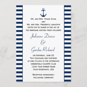 Invitation Ancre Bleu Bleu Blancs Mariages nautiques