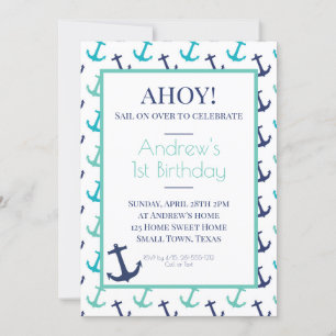 Invitation Ancre bleue marine