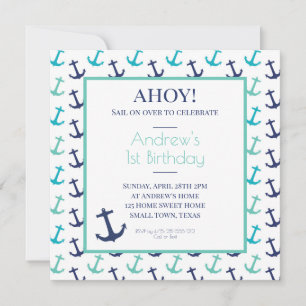 Invitation Ancre bleue marine