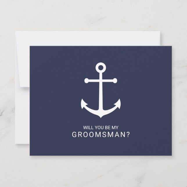 Invitation Ancre bleue marine Nautique Groomsmen Proposition (Devant)