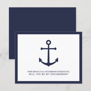 Invitation Ancre bleue marine Nautique Groomsmen Proposition