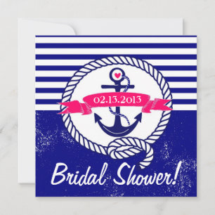 Invitation Ancre Bleue marine Nautique nuptiale
