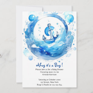 Invitation Ancré dans la joie : Baby shower de garçons nautiq