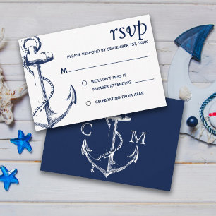Invitation Ancre de croquis nautique de la Marine   RSVP
