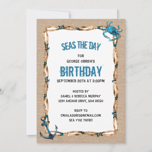 Invitation Ancre de jour et anniversaire du crabe (Devant)