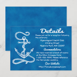 Invitation Ancre de navire nautique mariage aquarelle bleue