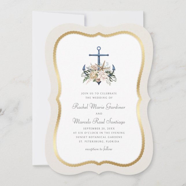 Invitation Ancre de plage Mariage nautique (Devant)