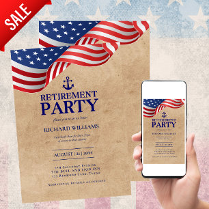 Invitation ANCRE de retraite de la marine américaine drapeau 