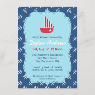 Invitation Ancre de voilier élégant Shower de bébé nautique