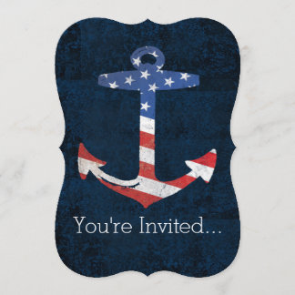 Invitation Ancre du drapeau américain patriotique Vintage Nau