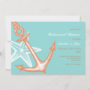 Invitation Ancre et Étoiles de mer