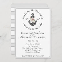 Ancre florale Mariage nautique Gris argenté