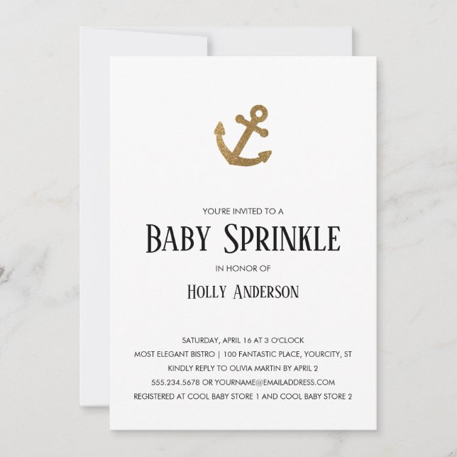 Invitation Ancre Gold Parties scintillant Sprinkling (Devant)
