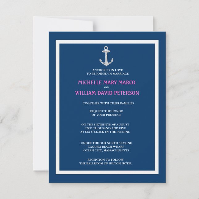 Invitation ANCRE l Destination nautique Mariage thématique (Devant)
